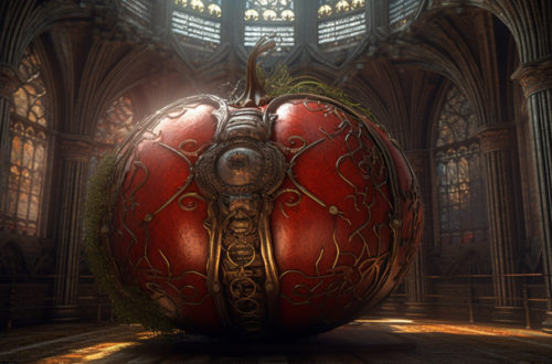 Steampunk Tomato in a cathedrale